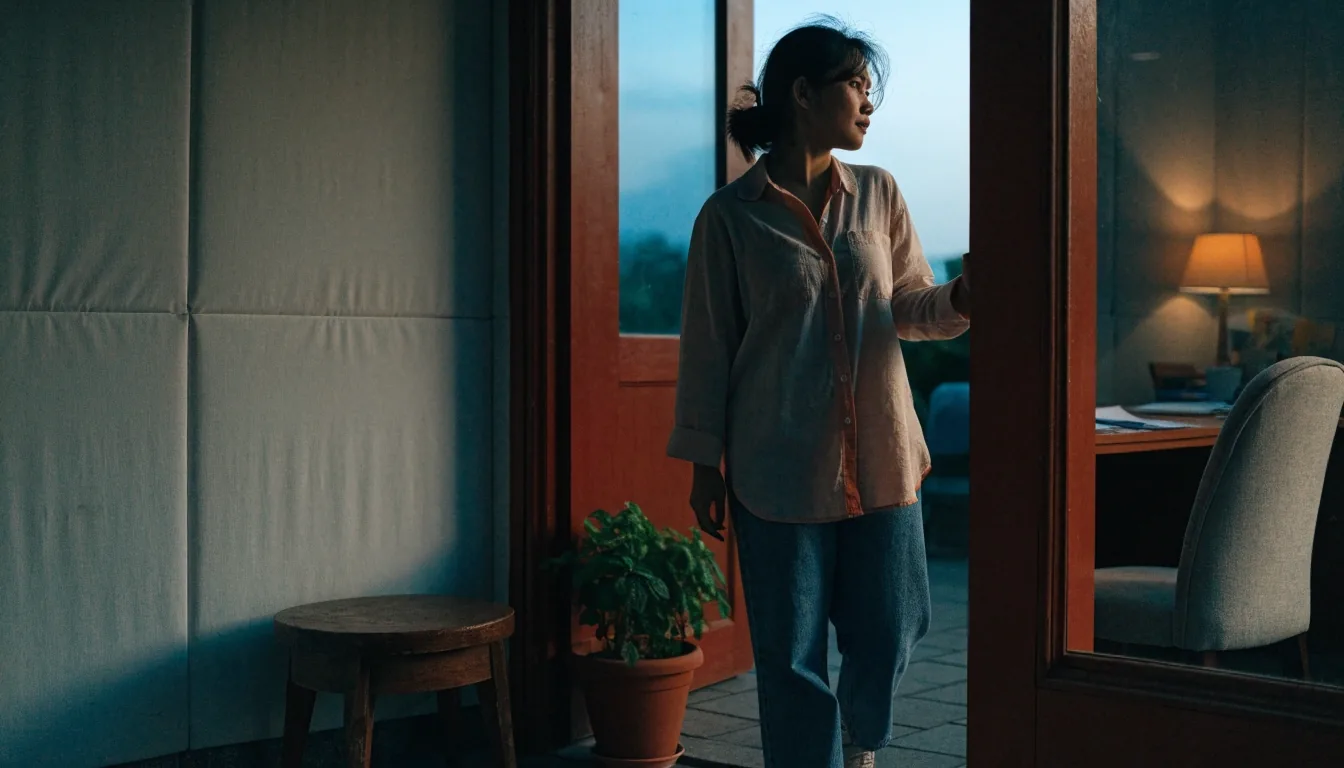 Late afternoon light at the entrance of the NutriRangka consultation office in Medan